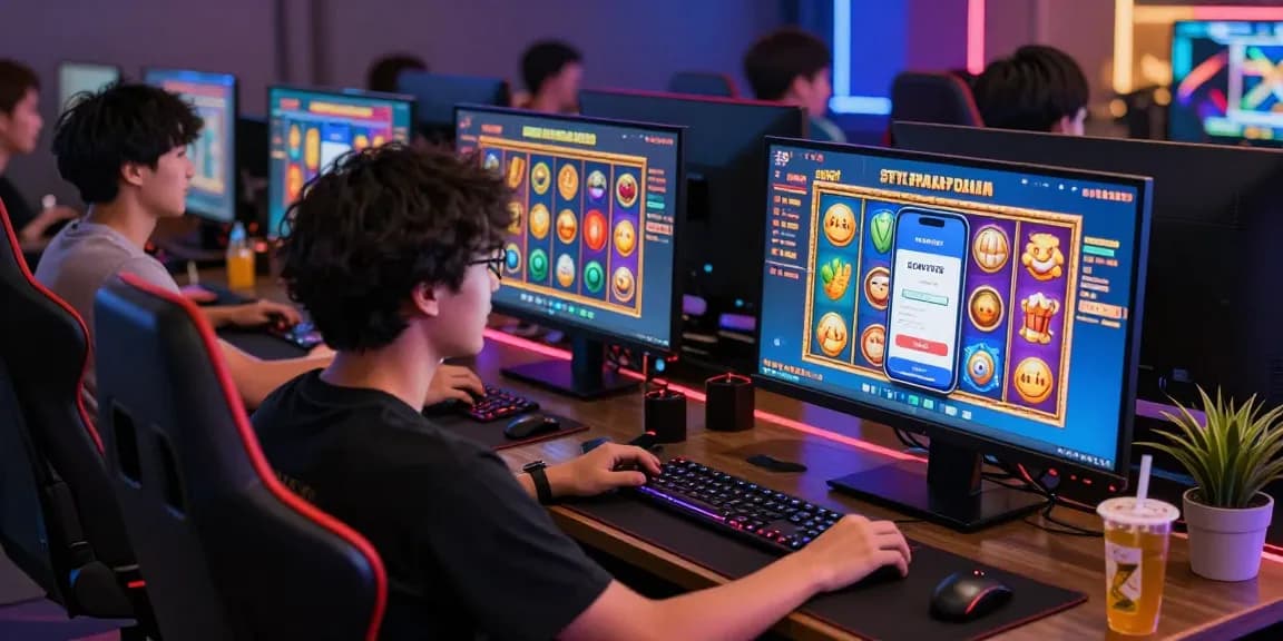 Exciting gaming setup showcasing deposit pulsa tanpa potongan with zero fees at a vibrant online slot site.