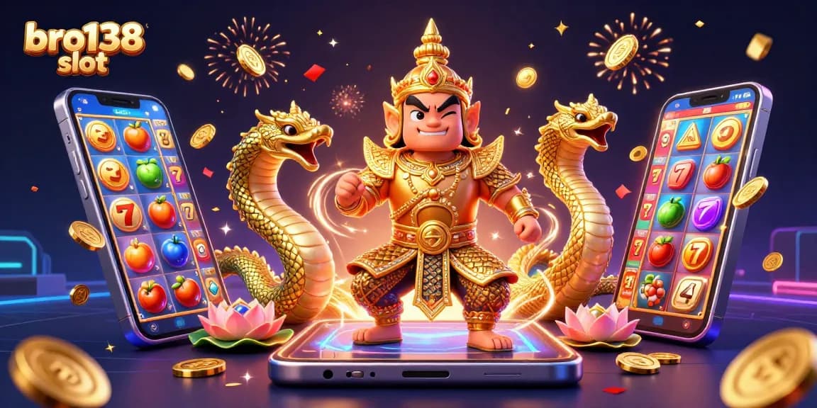 Spin the reels of the exciting bro138 slot while celebrating wins with vibrant casino elements.