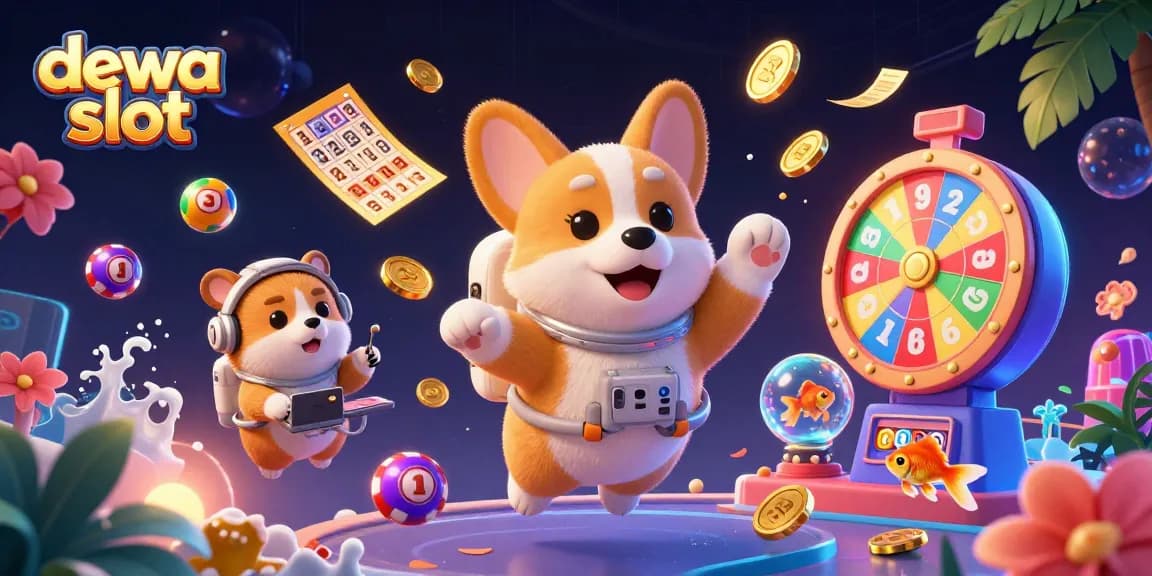 Menyaksikan dewa slot dalam permainan yang mendebarkan, dengan karakter kartun 3D dan elemen kasino bertaburan.