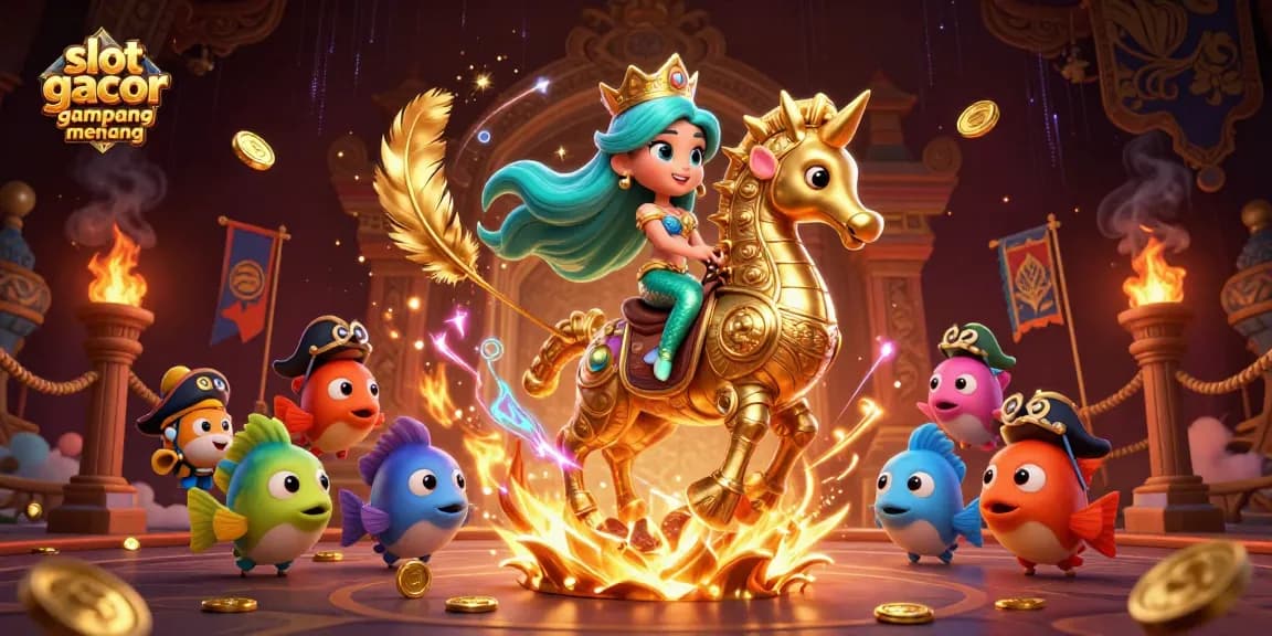 Engage with the mesmerizing slot gacor gampang menang scene, featuring vibrant mermaids, enchanting creatures, and casino excitement.