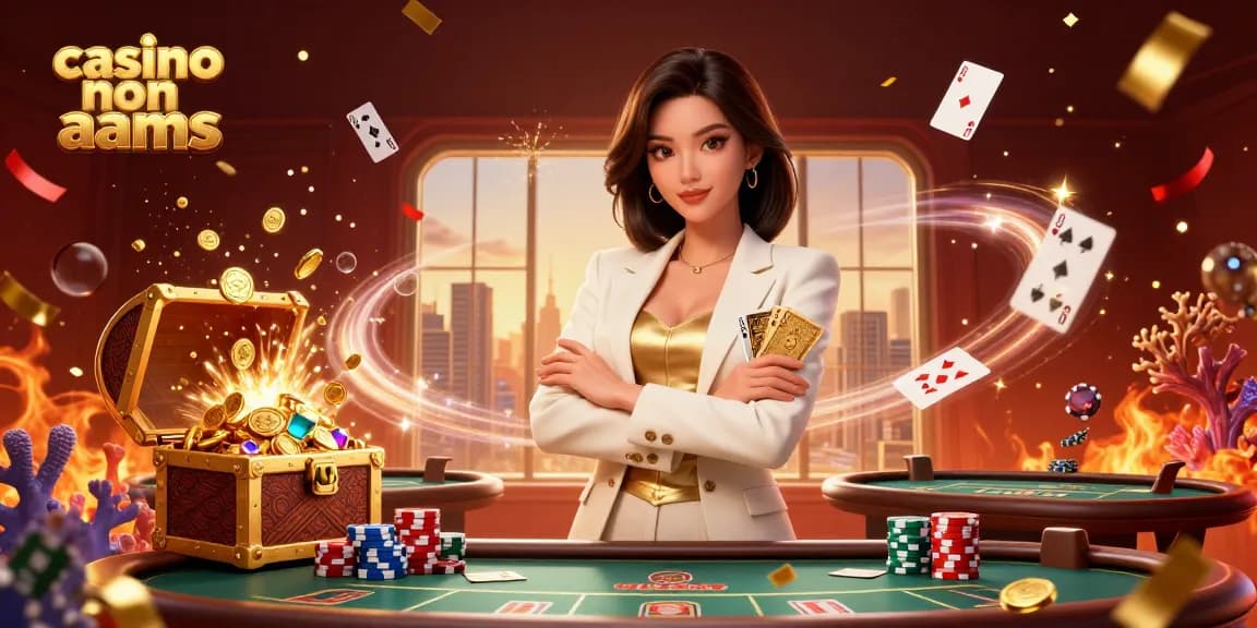 Vivi un'azione emozionante nei casinò non AAMS con elementi di poker colorati e un elegante sfondo da casinò.