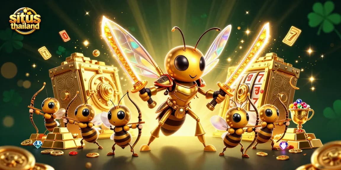 Engage in exhilarating gaming with situs thailand featuring a golden hornet and dynamic casino elements.