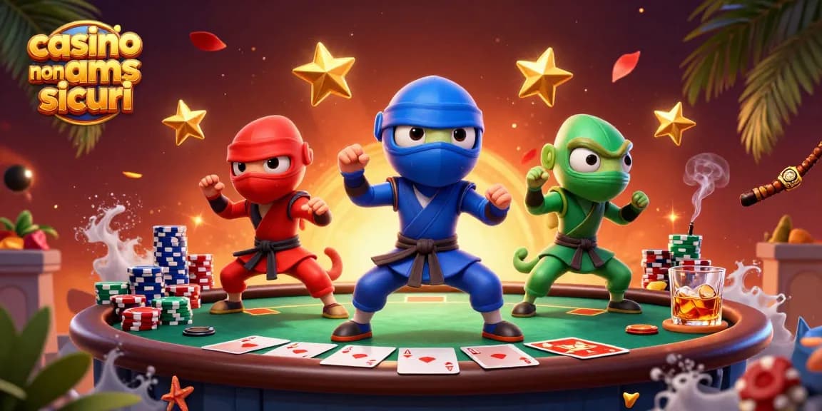 Unisciti ai camaleonti ninja in una scena vibrante che celebra il gioco nei casino non aams sicuri.