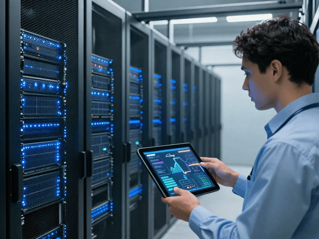 Data center showcasing solar power benefits and comed price to compare, emphasizing cutting-edge technology in renewable energy.