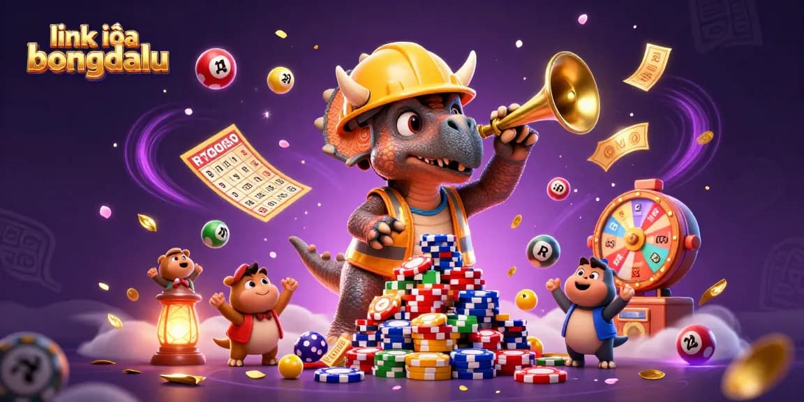 Experience link vào bongdalu with vibrant lottery balls and celebration in a dynamic illustration.