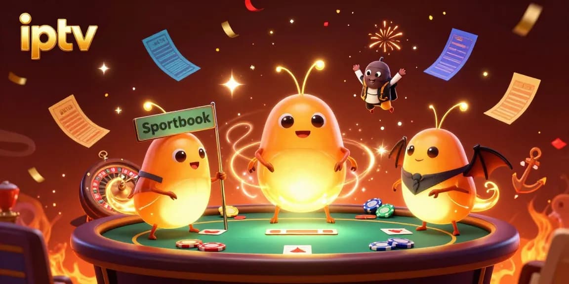 Engage in thrilling IPTV gaming with interactive glowing characters lighting up the scene.