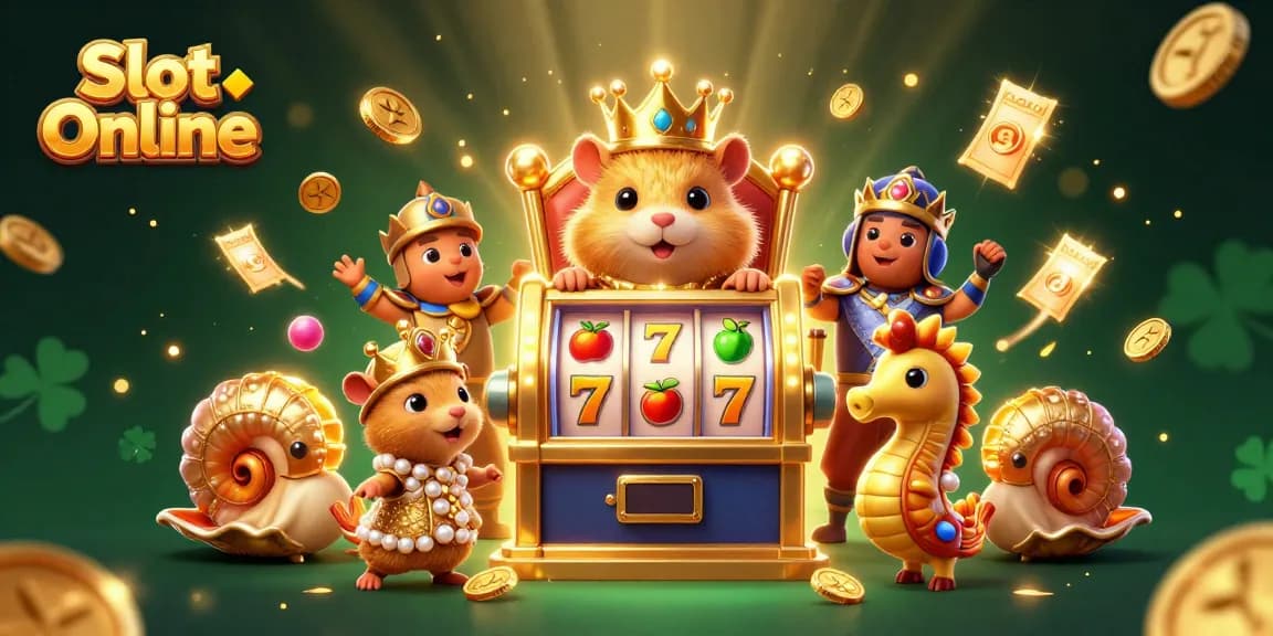 Spin Slot Online reels with the golden hamster king and enchanting guards celebrating wins.