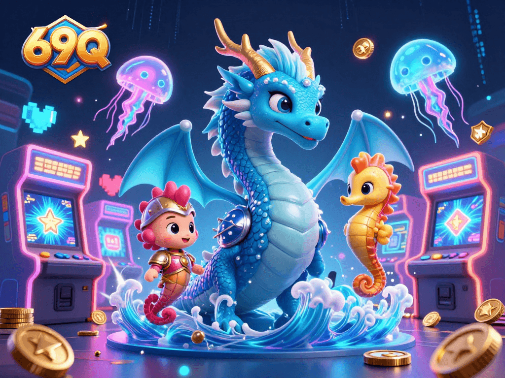 Experimente a grandeza dos jogos online com 69Q e suas criaturas marinhas iluminadas.