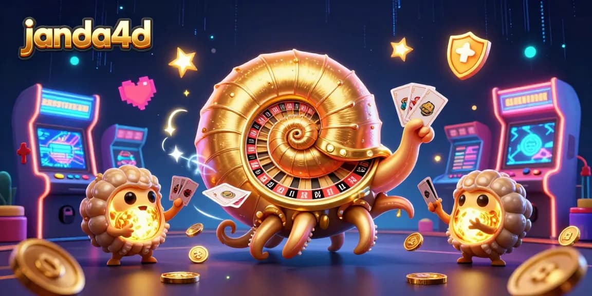 Permainan janda4d dengan nautilus raksasa dan kartu, suasana seru dan penuh warna.