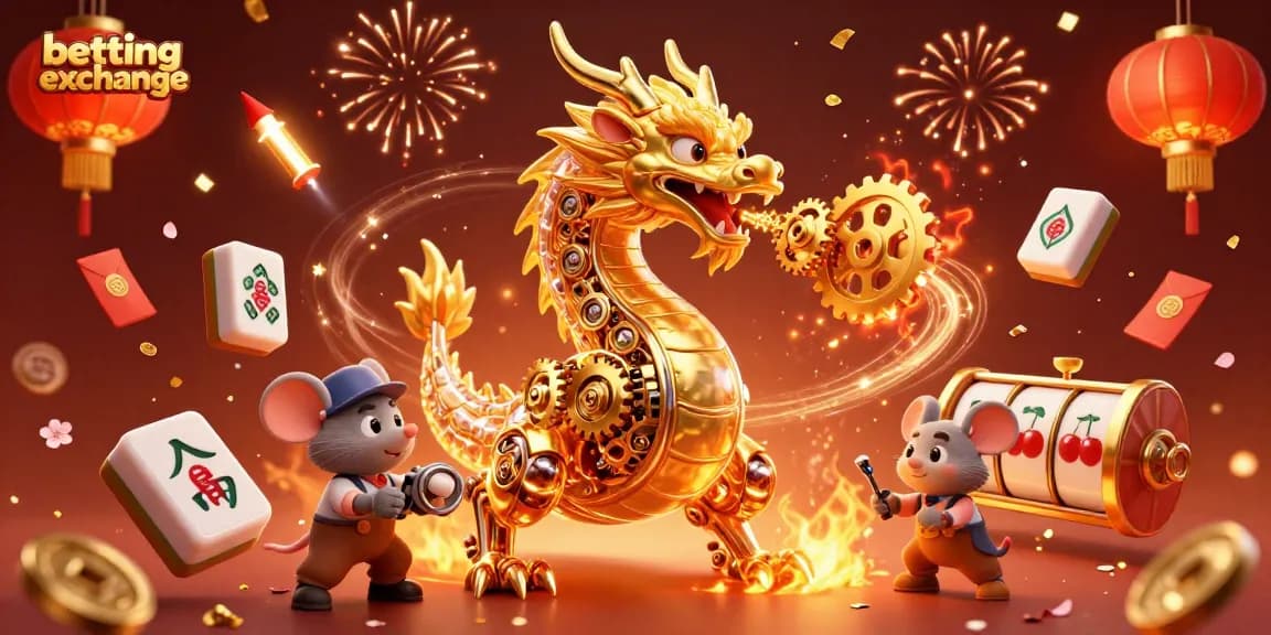 Experience the action with the betting exchange platform as a dragon breathes golden gears.