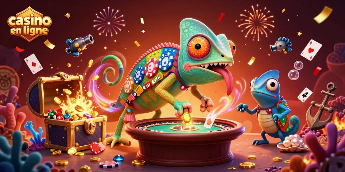Plongez dans l'univers fascinant du casino en ligne avec une illustration 3D colorée et immersive.