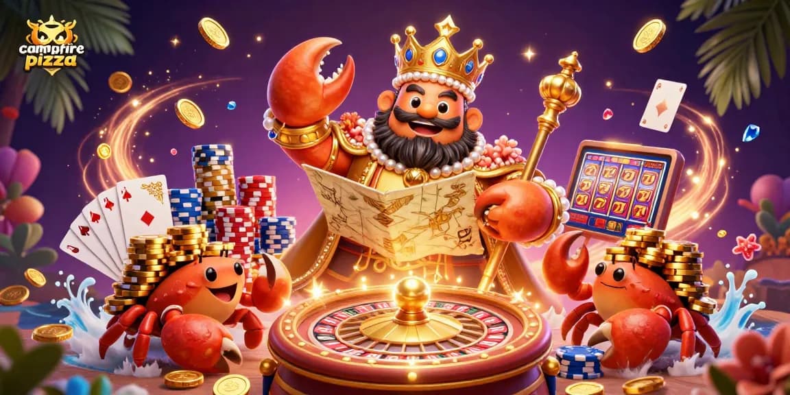 Memenangkan jackpot di campfirepizza dengan slot mesin beruntung dan tumpukan chip emas yang dinamis.