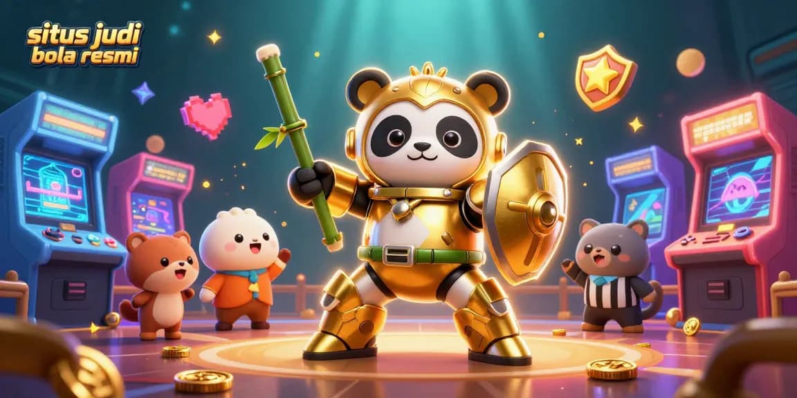 Experience thrilling action in situs judi bola resmi with a dynamic mech-suit panda and vibrant game elements.