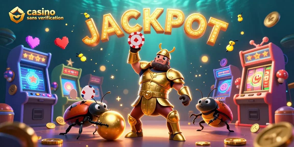 Jouer dans un casino sans vérification offre une expérience incognito, représentée par des insectes 3D festifs.