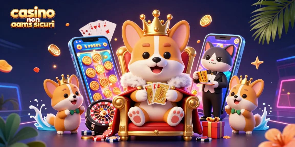 Scopri il divertimento dei casino non aams sicuri con il re corgi reale e il suo entourage di gioco.