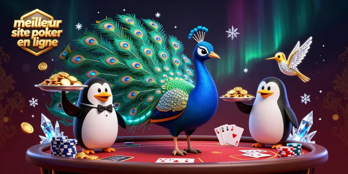 Jouez sur le meilleur site de poker en ligne avec des personnages animés autour d’une table dynamique.