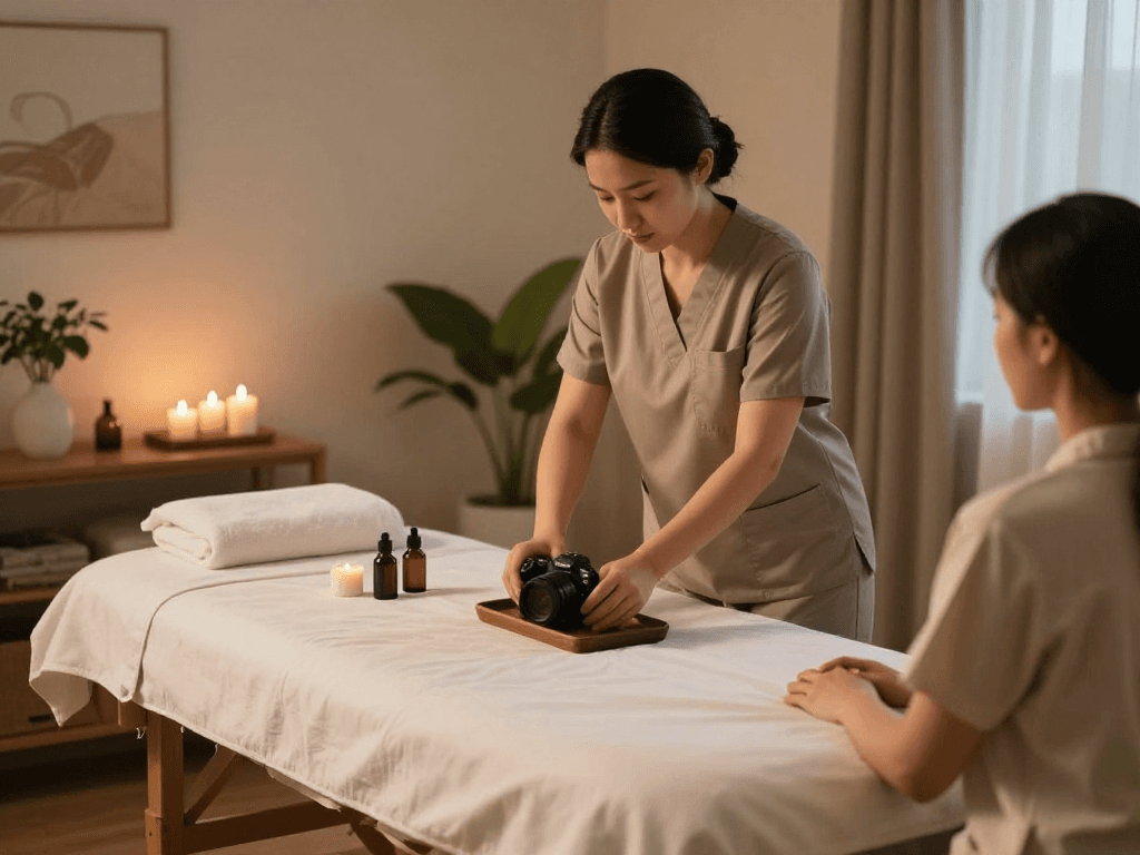 Experience premium 일산출장안마 service at home with a professional therapist creating a calming atmosphere.
