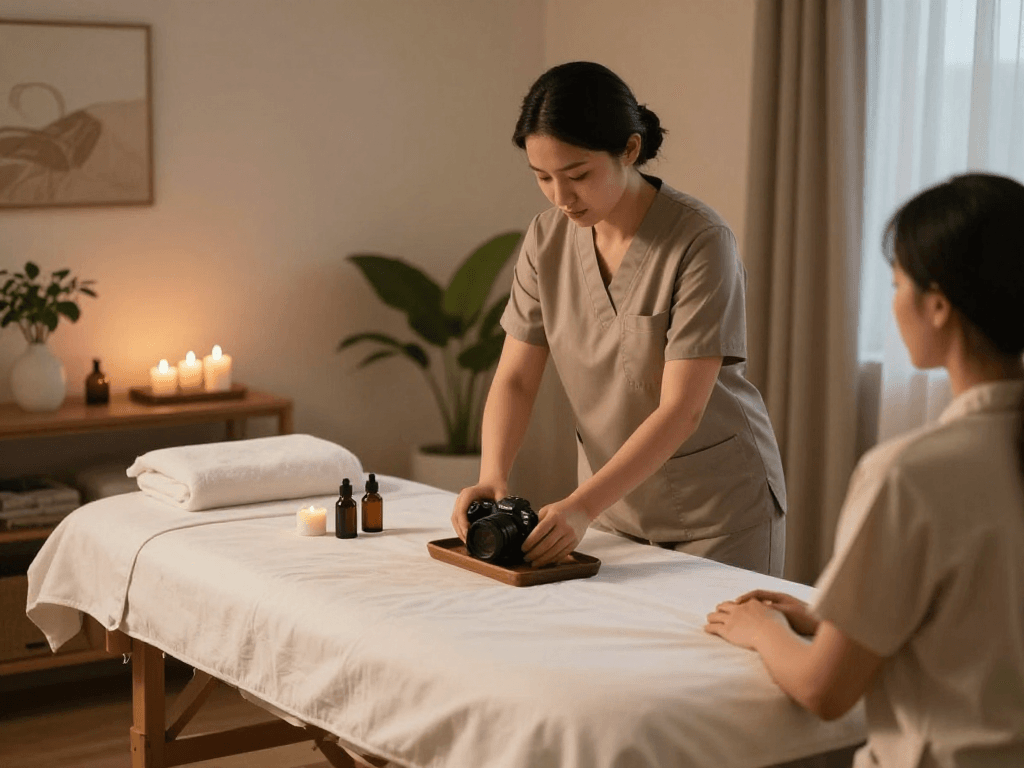 Experience premium 일산출장안마 service at home with a professional therapist creating a calming atmosphere.