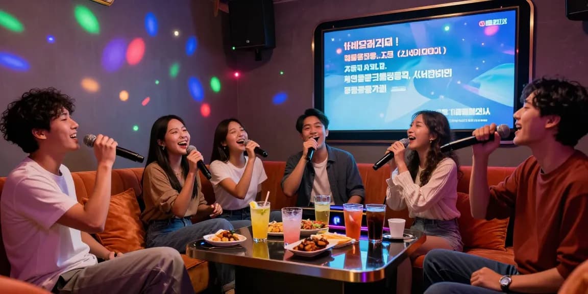 Exciting 강남가라오케 karaoke night with friends in a stylish room