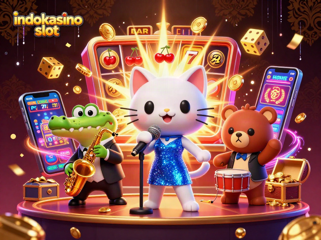 Slot jackpot mengagumkan indokasino slot dengan kartun penyanyi kucing dan hewan lainnya.