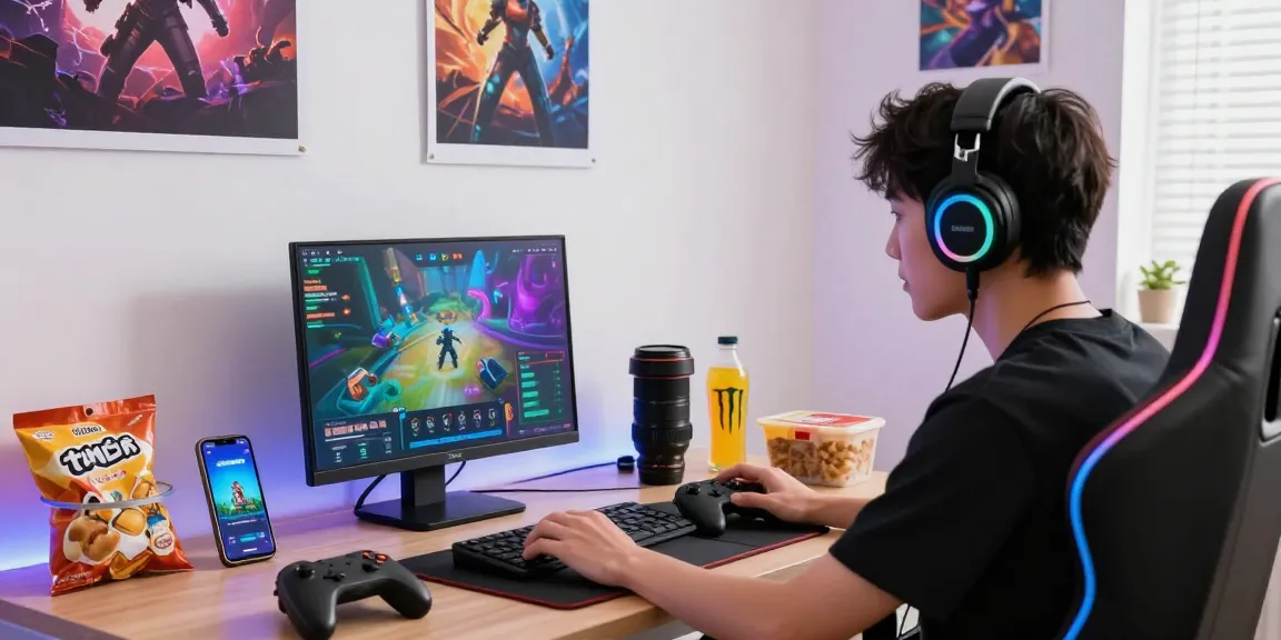 Pengalaman bermain angka online di SANTOTO dengan gamer antusias menggunakan laptop dan headphone.