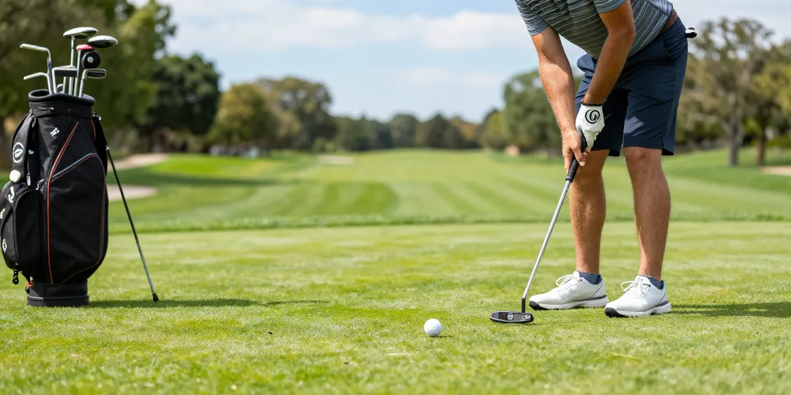 Menampilkan ulasan https://puttperfection.com/putter-reviews, seorang pegolf berlatih putting dengan putter NAGA2000 di lapangan golf.