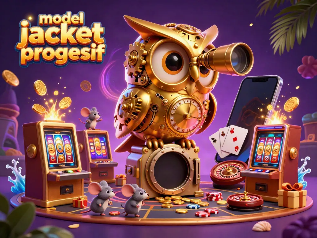 Menggapai kemenangan melalui model jackpot progresif di kasino dengan simbol slot berwarna-warni.