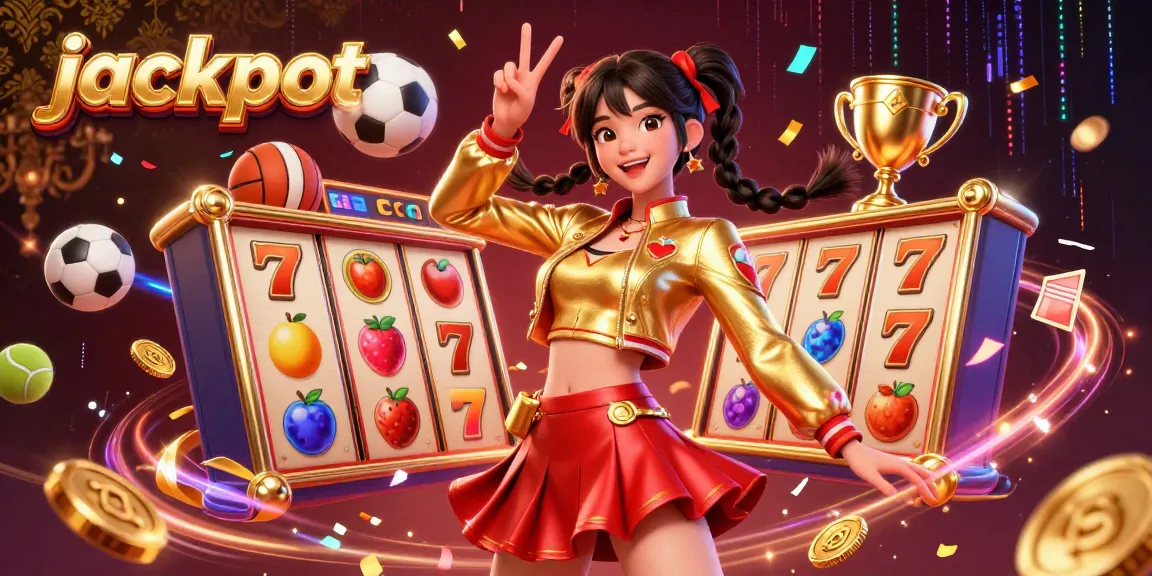 Win the jackpot while spinning vibrant slot reels in an energetic casino celebration.