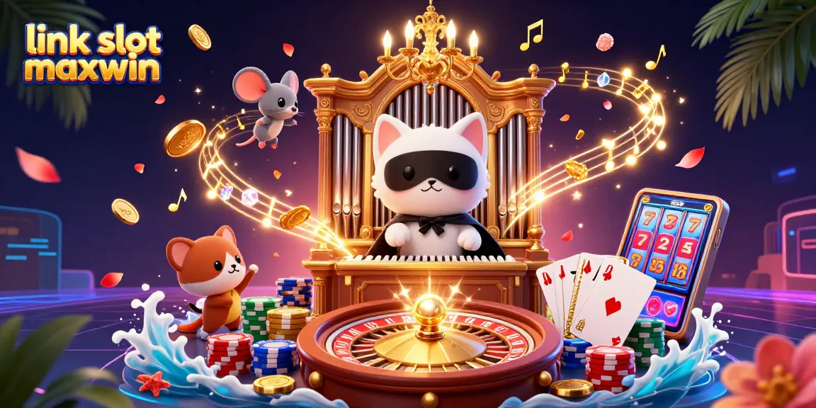 Rasakan sensasi permainan slot online dengan link slot maxwin yang ditampilkan dalam suasana kasino yang penuh warna.
