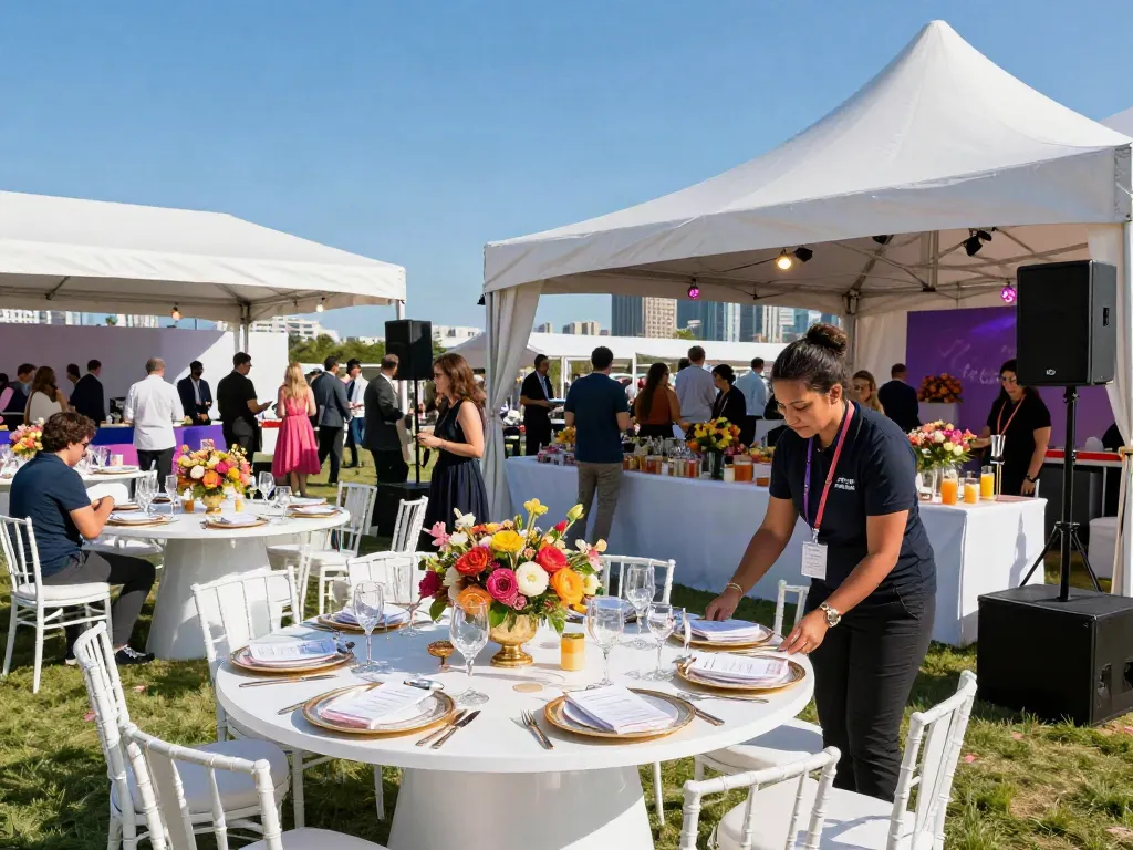 Event rentals setup at a corporate gala featuring luxury furniture and décor.