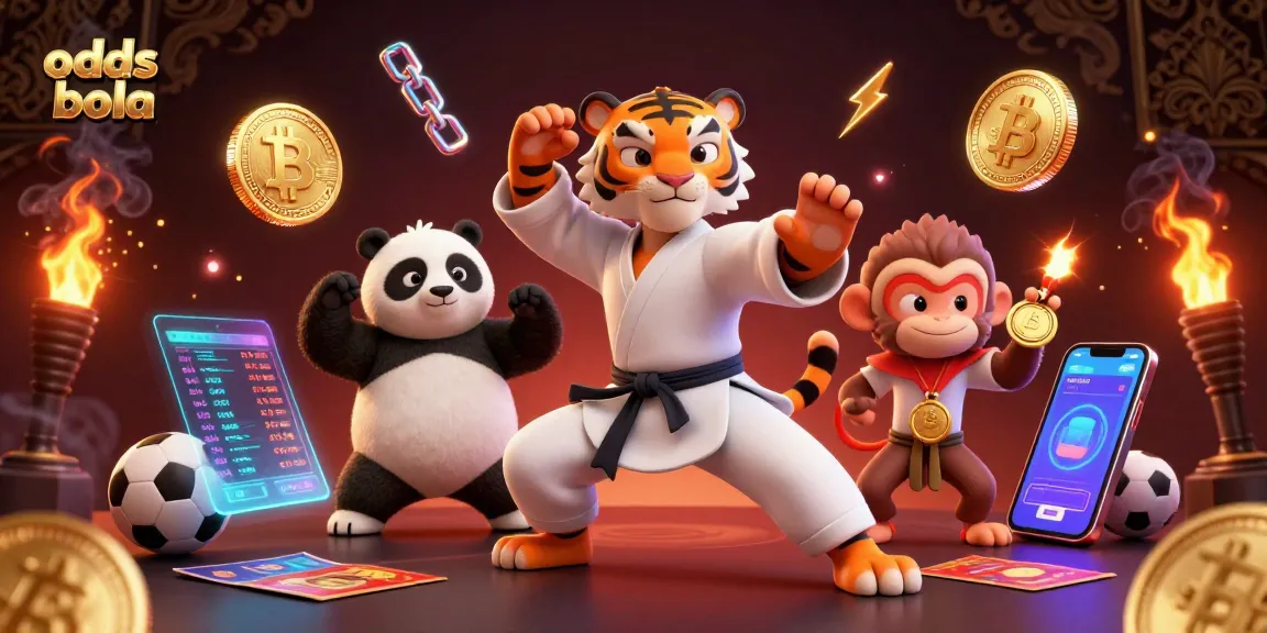 Engage with sports betting odds bola in this vibrant 3D scene featuring a kung fu tiger and panda.