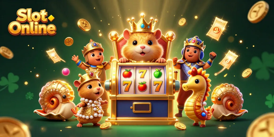 Spin Slot Online reels with the golden hamster king and enchanting guards celebrating wins.