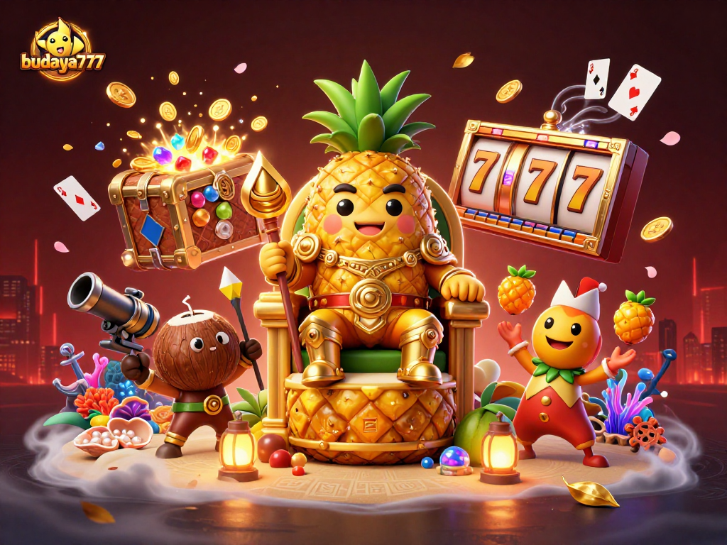 Gambarkan budaya777 saat raja nanas emas menguasai kasino dengan slot dan harta karun.