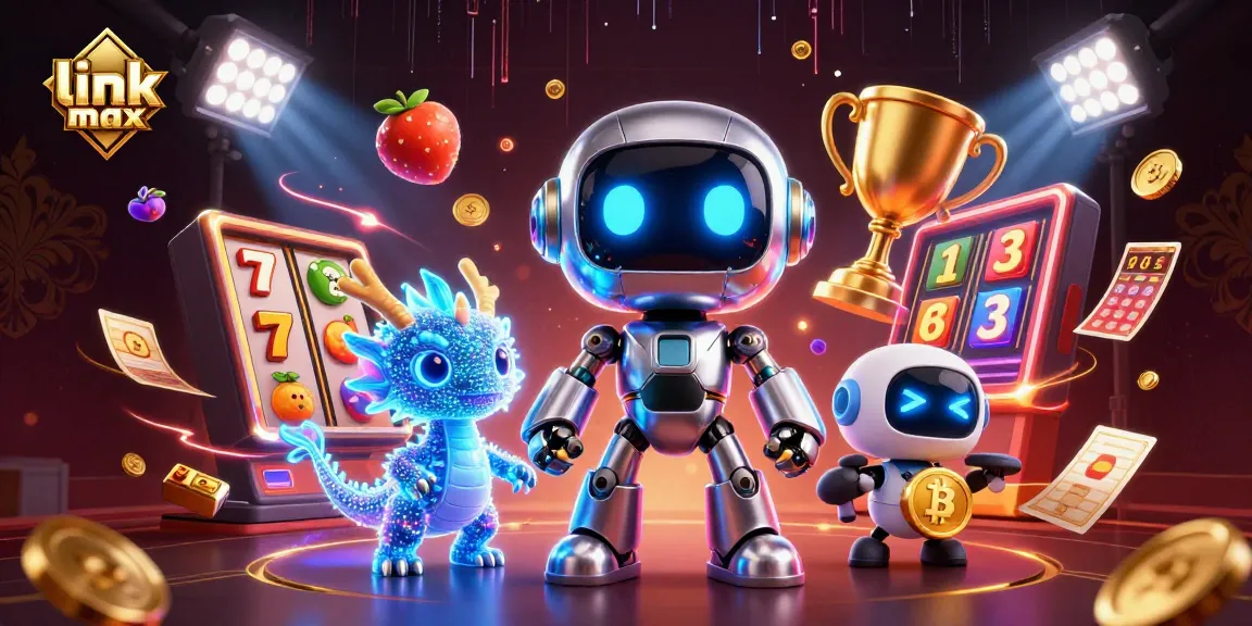 Play and win with link vmax at this vibrant 3D casino illustration featuring futuristic elements and neon visuals.
