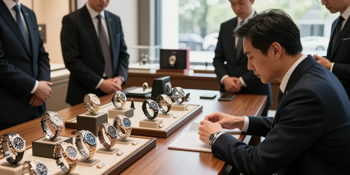 Explore premium replica watches in an elegant retail setting with attentive service.