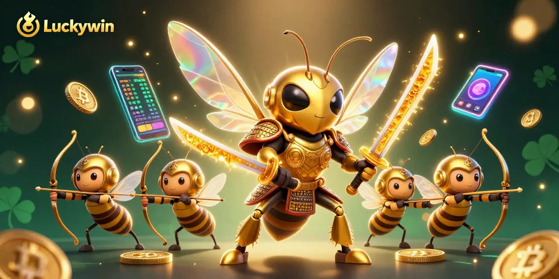 Win big with Luckywin while exploring a vibrant casino scene filled with exciting gaming elements.