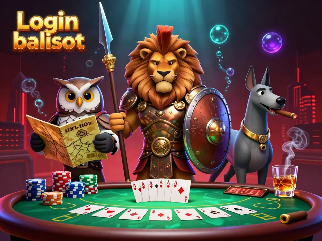 Engage with thrilling gameplay at Login balislot as a Spartan lion leads the way in an energetic casino scene.