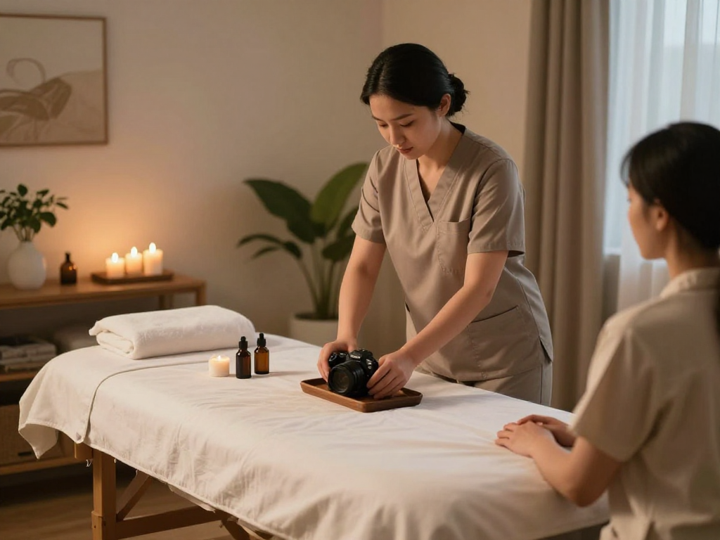 Experience premium 일산출장안마 service at home with a professional therapist creating a calming atmosphere.