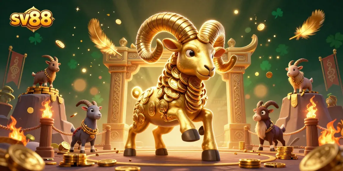 Experience thrilling gameplay at sv88 with our golden ram charging into a vibrant casino arena.