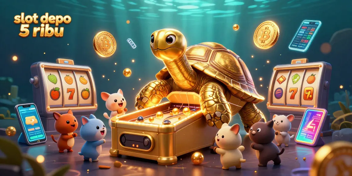 Spin and win with slot depo 5 ribu in a vibrant jackpot illustration featuring cartoon characters.