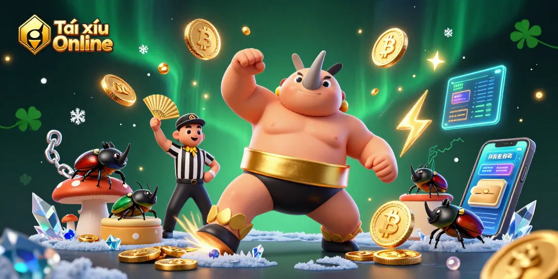 Experience Tài xỉu Online with vibrant characters and shimmering elements in a lively gaming setting.