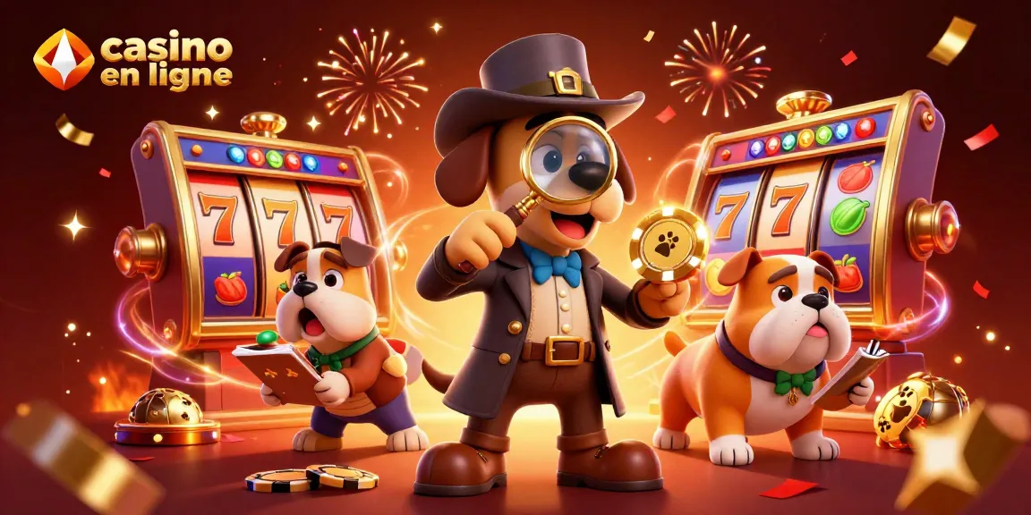 Jeu captivant au casino en ligne avec un détective et des éléments de machines à sous.
