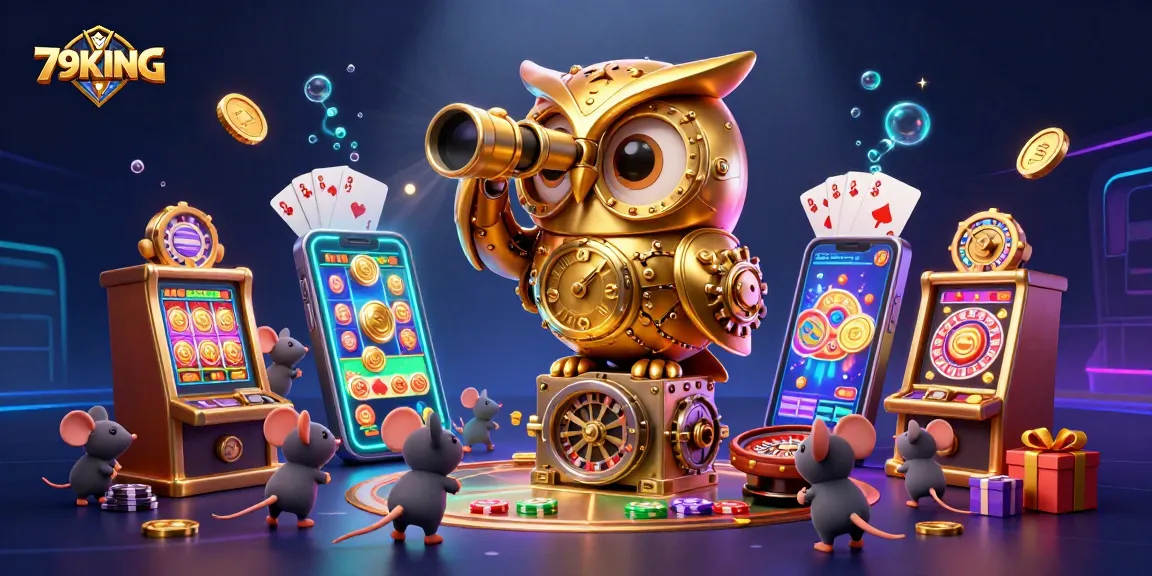 Experience the thrill of gaming at 79KING with vivid visuals of slot machines and playful elements.