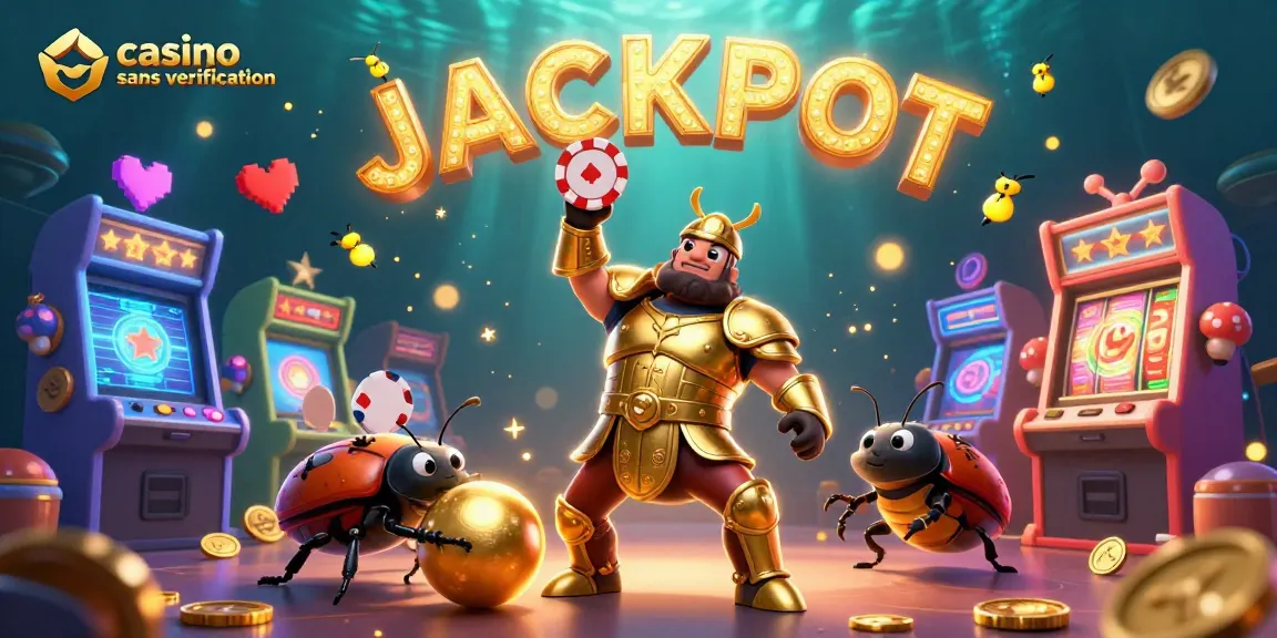 Jouer dans un casino sans vérification offre une expérience incognito, représentée par des insectes 3D festifs.