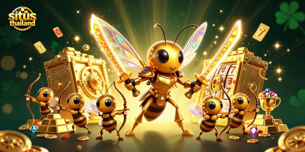 Engage in exhilarating gaming with situs thailand featuring a golden hornet and dynamic casino elements.