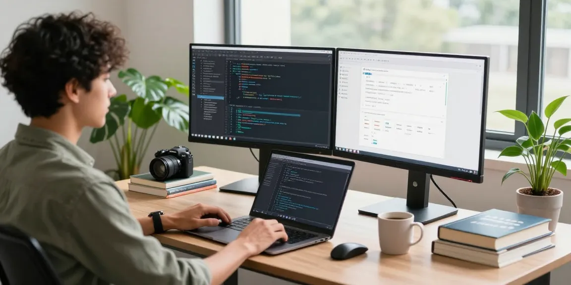 Snipaste官网 showcasing a modern workspace with developers coding and design elements for productivity.