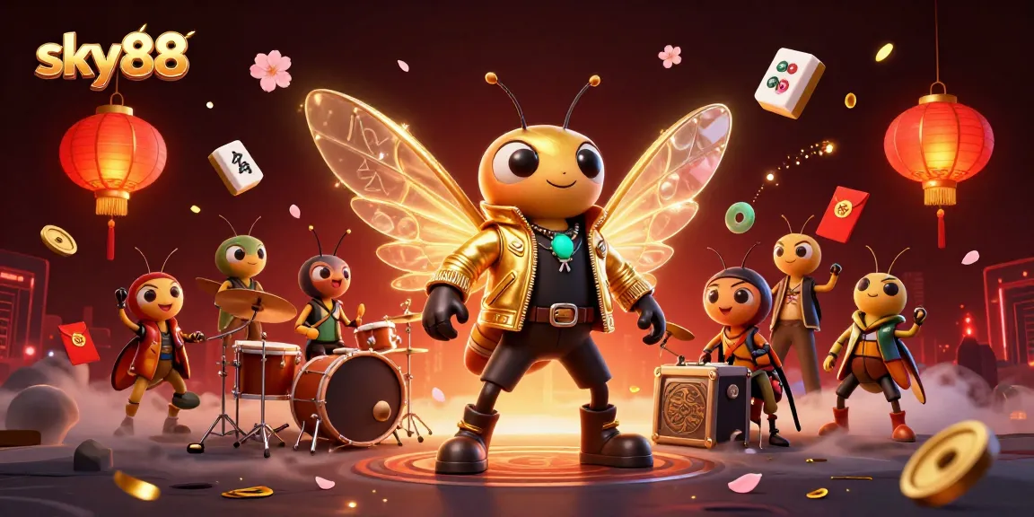 Experience thrilling gameplay at Sky88 with vibrant 3D illustration featuring dynamic casino elements.