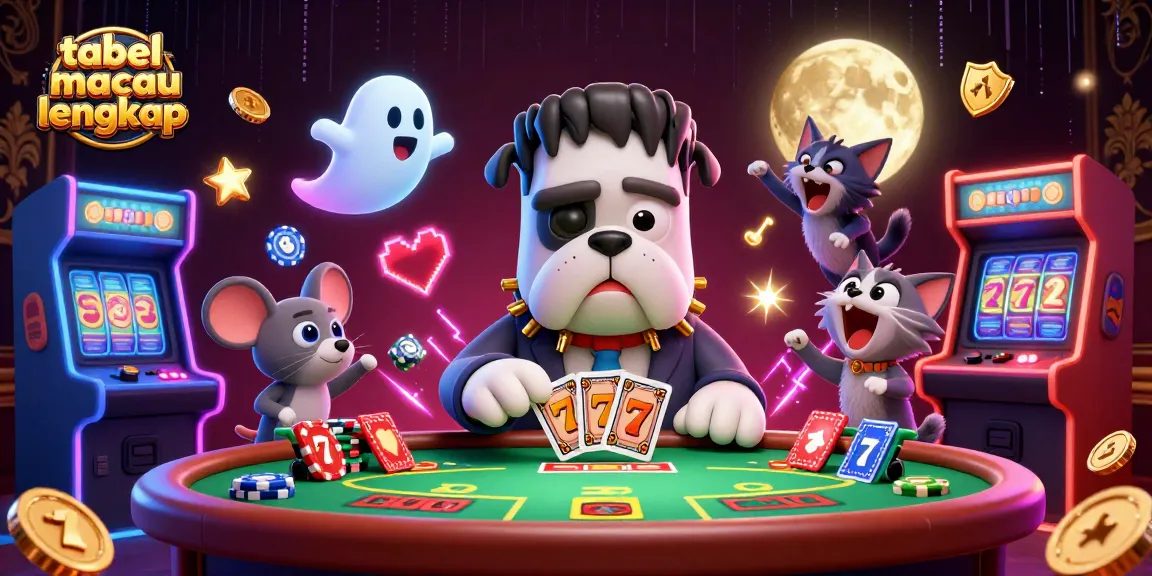 Engage with the exciting tabel macau lengkap through a surreal casino scene featuring quirky characters and vibrant gaming elements.