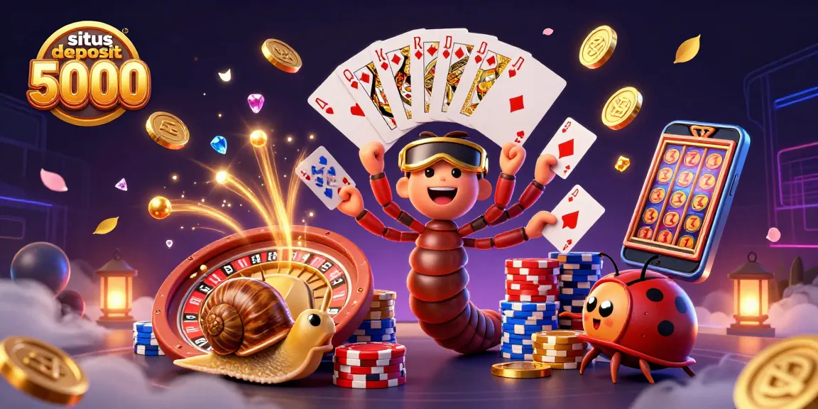 Experience the excitement of situs deposit 5000 with vibrant casino elements and characters.