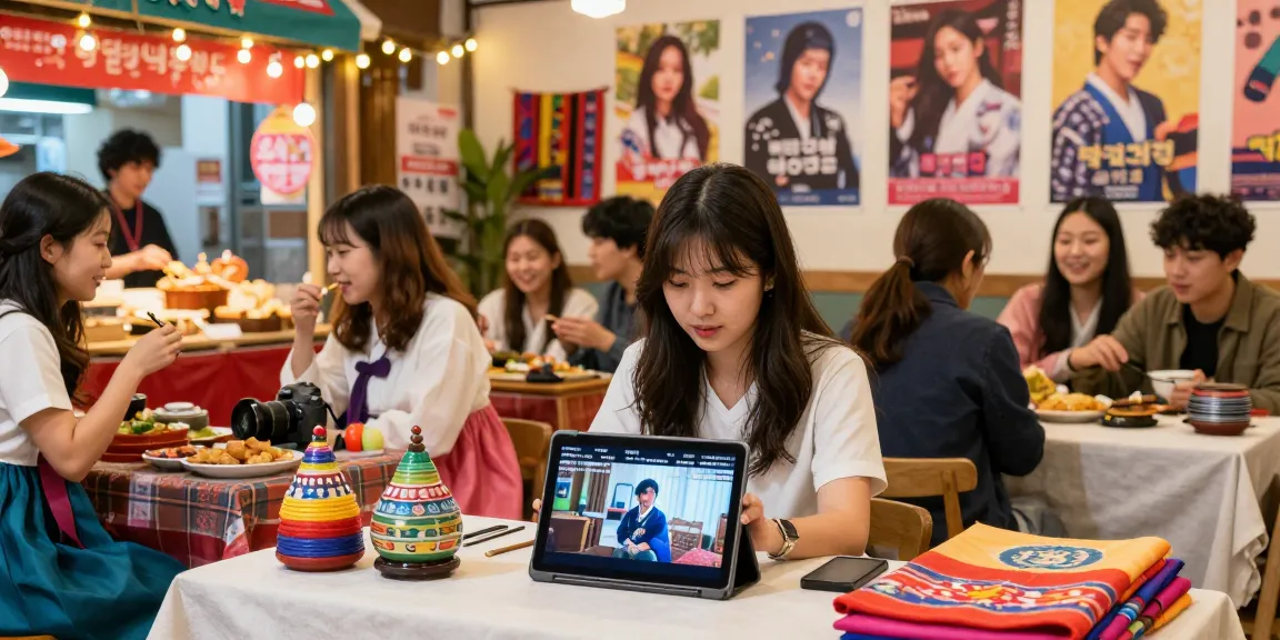 Explore cultural entertainment on https://hanadultalk.com, featuring a vibrant scene of friends enjoying Asian art, food, and entertainment.